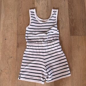 Faherty Girls Terry Cloth Striped Romper White Blue Size 6